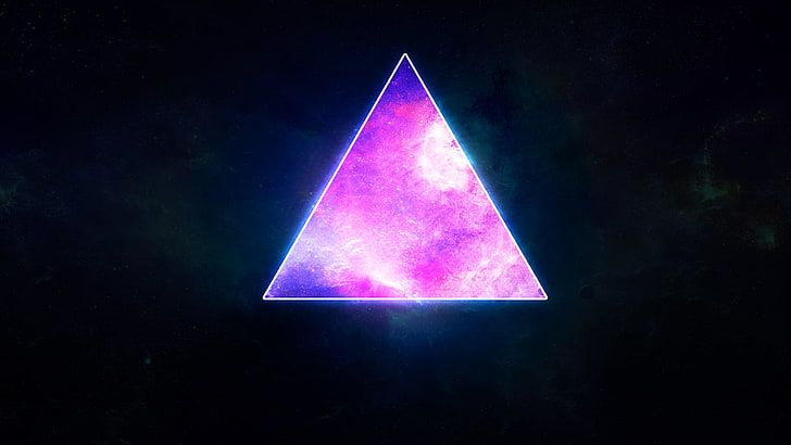 紫色の三角形の壁紙、星、惑星、宇宙、三角形、 HDデスクトップの壁紙
