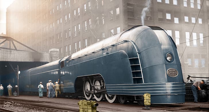steampunk, dieselpunk, kereta api, Foto bersejarah, Merkurius, Wallpaper HD
