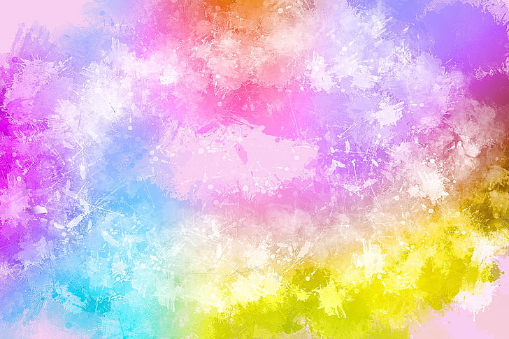 carta da parati splatter di vernice multicolore, vernice, acquerello, macchie, luce, colorato, Sfondo HD