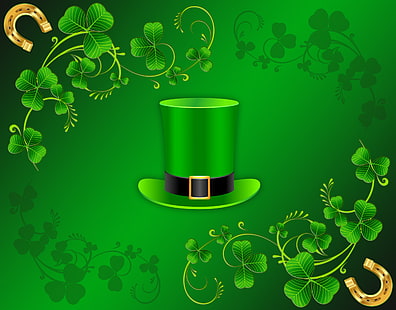 Holiday, St. Patrick's Day, Clover, Green, Hat, HD wallpaper HD wallpaper