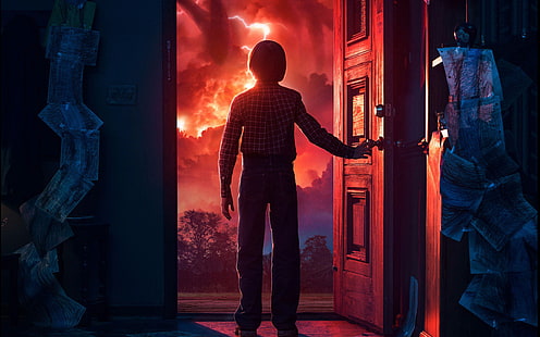 ويل بايرز يقف عند الباب ، أشياء غريبة ، نوح شناب ، ويل بايرز ، 4K، خلفية HD HD wallpaper