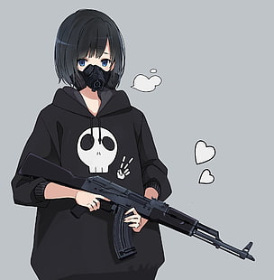 Fan Art, Anime Girls, AK-47, DubstepGutter, HD-Hintergrundbild HD wallpaper