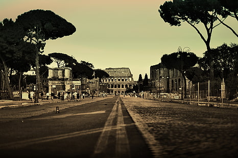 Парфенон Афины, Греция, Рим, Италия, Колизей, город, улица, люди, дорога, деревья, HD обои HD wallpaper