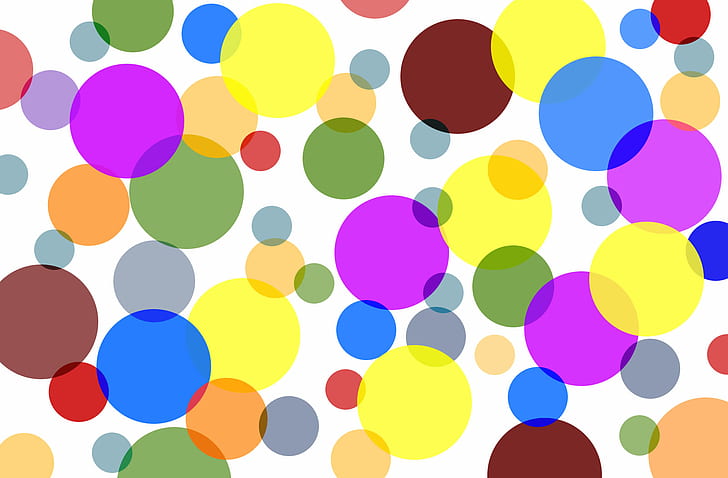 Art, abstrait, à pois, boules, cercles, coloré, fond blanc, art, abstrait, à pois, boules, cercles, coloré, fond blanc, Fond d'écran HD