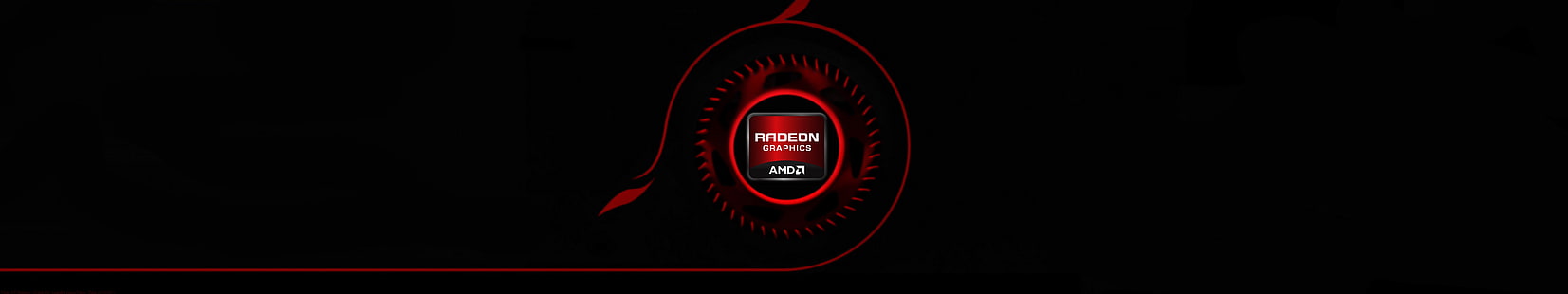 кръгло червено и черно лого, AMD, Radeon, черно, HD тапет HD wallpaper