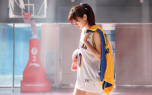 Японка, баскетбол, тренировка, японка, девушка, баскетбол, тренировка, HD обои HD wallpaper