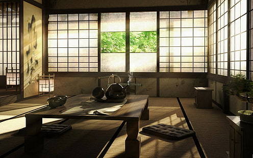 Япония, интерьер, архитектура, японский интерьер, фотография, HD обои HD wallpaper