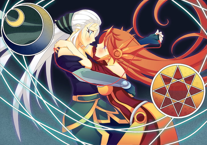couple anime character, Diana, League of Legends, video games, Leona (League of Legends), HD wallpaper