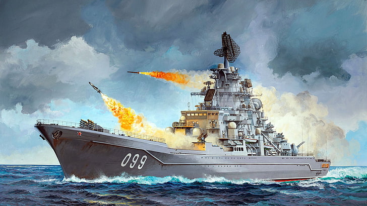 ピーターザグレート、TARKR、プロジェクト1144「オーラン」の第3世代、ロシア北部艦隊、重核ミサイル巡洋艦の旗艦、 HDデスクトップの壁紙