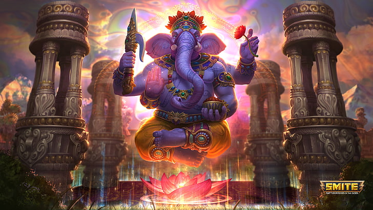 Господь Ганеша, Ганпати Баппа, Ганапати, 4K, индийский бог, HD обои