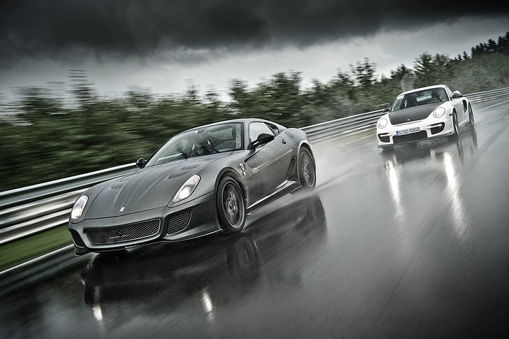 auto, veicoli, su strada, Porsche 911 GT2, la Ferrari, Sfondo HD
