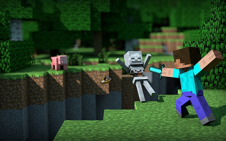 Captura de pantalla de la aplicación del juego Minecraft, verde, espada, unidad, Minecraft, steave, Fondo de pantalla HD