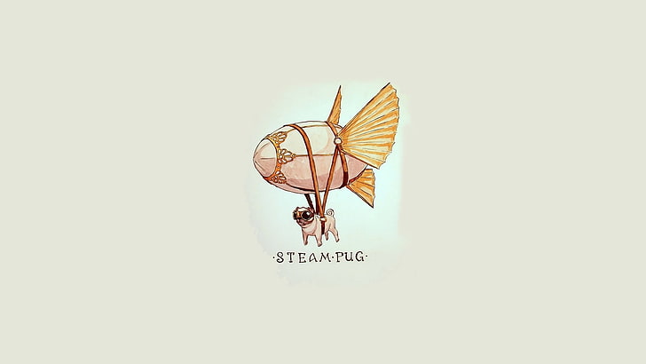 Ilustración de pug marrón y rojo, steampunk, Fondo de pantalla HD