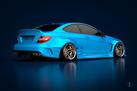 Auto, blaue Autos, Fahrzeug, Mercedes Benz, Mercedes-Benz C63, HD-Hintergrundbild HD wallpaper