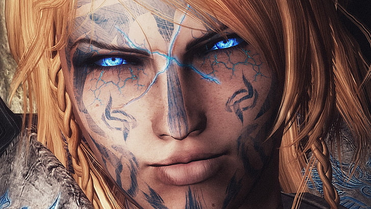 yeux bleus, The Elder Scrolls V: Skyrim, magicien, Fond d'écran HD
