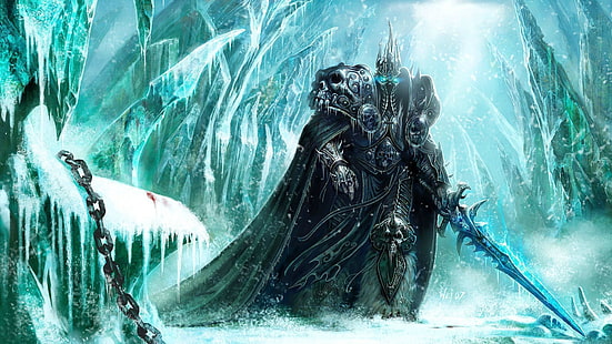 Fondo de pantalla digital de Warcraft 3 Arthas Death Knight, World of Warcraft, World of Warcraft: Wrath of the Lich King, videojuegos, Fondo de pantalla HD HD wallpaper
