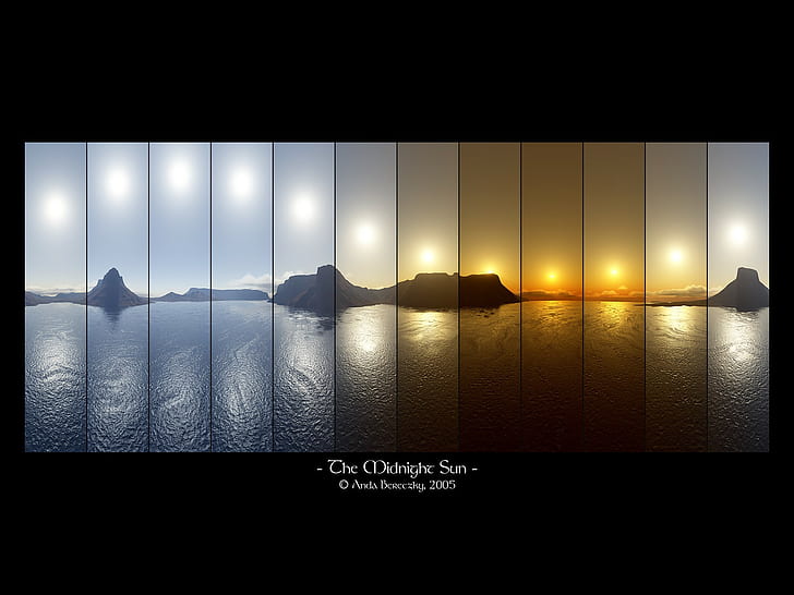Солнце, закат, время, спектр, озеро, HD обои