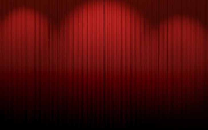 zdjęcie czerwonej kurtyny scenicznej, zasłony, czerwony, HD, Tapety HD