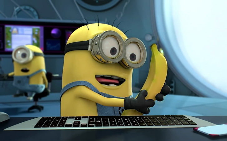 minions, Despicable Me, filmer, bananer, tangentbord, HD tapet