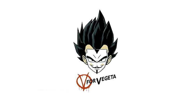 Dragon Ball Z V for Vegeta illustration, Vegeta, Dragon Ball Z, Super Saiyan, arte dos fãs, V for Vendetta, saiyan, paródia, anime, crossover, HD papel de parede