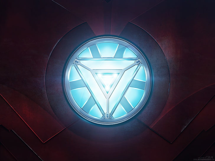 heart of iron man, Iron Man, glowing, machine, cyan, HD wallpaper