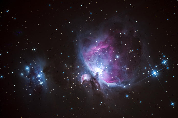 papel de parede digital da galáxia preta e roxa, espaço, estrelas, nebulosa, M42, Orion, HD papel de parede