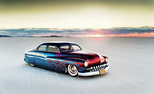 1950 Mercury, cupê azul e vermelho, Motores, Carros Clássicos, carro, veículo, clássico, carro clássico, veículos, carros, 1950, mercúrio, 1950 mercúrio, HD papel de parede HD wallpaper
