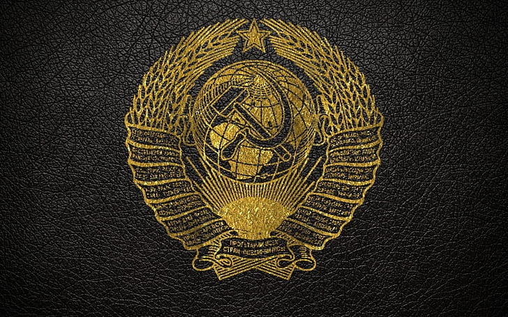 cuero, URSS, arañazos, oro, escudo de armas, el escudo de armas de la URSS, Fondo de pantalla HD