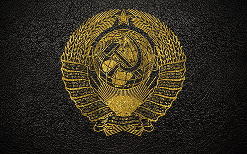 кожа, СССР, драскотини, злато, герб, гербът на СССР, HD тапет HD wallpaper