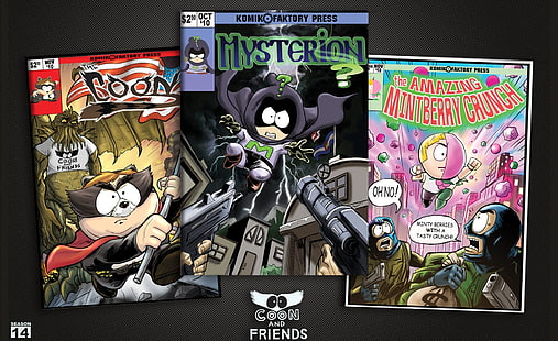 사우스 파크-Coon Vs Coon And Friends, 3 개의 분류 된 만화책, 만화, 사우스 파크, 만화, coon, coon and friends, coon vs coon and friends, HD 배경 화면 HD wallpaper
