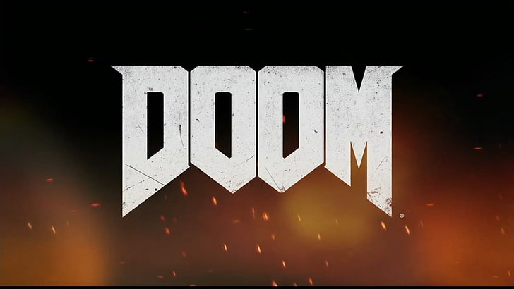 خلفية نص Doom بيضاء ، Doom (لعبة) ، ألعاب فيديو، خلفية HD