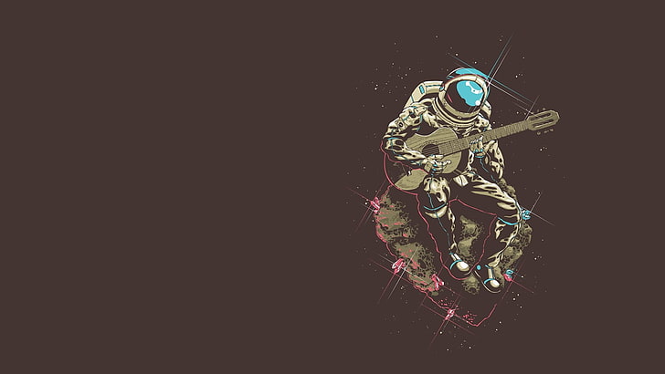 astronot bermain gitar digital wallpaper, astronot, karya seni, Wallpaper HD