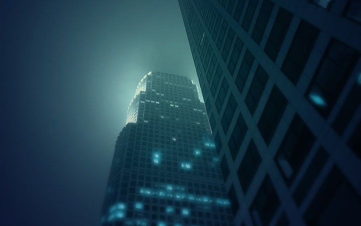 фотография, ночь, туман, здания, архитектура, городские, HD обои