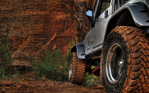 Jeep Wrangler, Jeep, suciedad, aire libre, automóvil, vehículo, Fondo de pantalla HD HD wallpaper