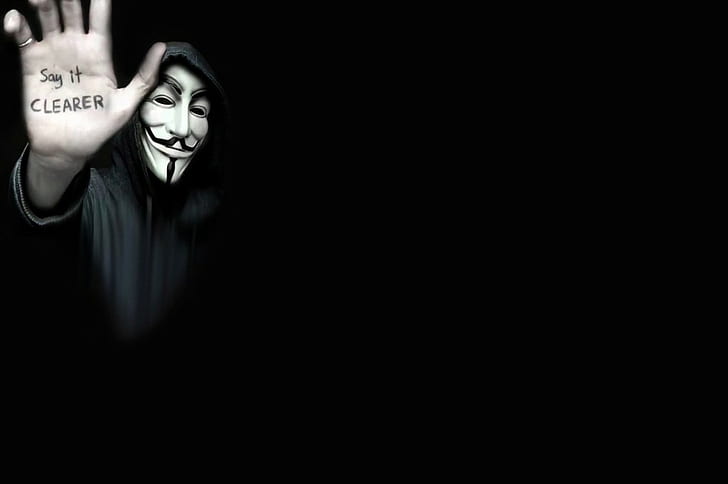 匿名、コンピューター、ハッカー、軍団、マスク、引用、 HDデスクトップの壁紙