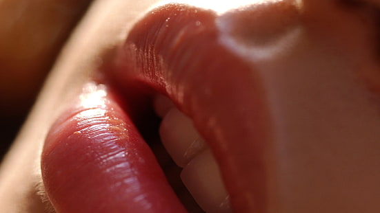 женская розовая помада, губы, женщины, сочные губы, HD обои HD wallpaper