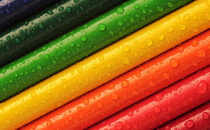 Rainbow Colored Pencils, assorted-color rods, Aero, Colorful, Blue, Orange, Style, Beautiful, Yellow, Rainbow, Green, Design, Background, Crayons, Bright, Colourful, Pattern, Vivid, Pencils, Colours, backdrop, vibrant, HD wallpaper