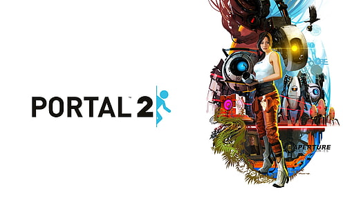 Обложка игры Portal 2, видеоигры, Portal 2, Chell, P-body, Atlas (Портал), GLaDOS, Wheatley, HD обои HD wallpaper