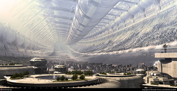 خلفية ثلاثية الأبعاد ، هندسة معمارية ، مستقبلية ، خيال علمي ، تقديم ، CGI ، مدينة مستقبلية، خلفية HD HD wallpaper