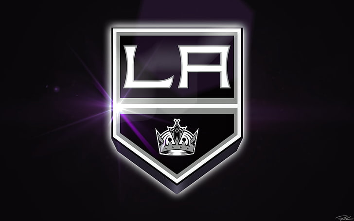 бяло лого на LA, лого, Лос Анджелис, NHL, Kings, Crown, HD тапет