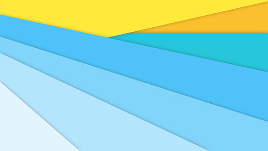 파란색, 노란색 및 흰색 벽지, 소재 스타일, 추상, HD 배경 화면 HD wallpaper