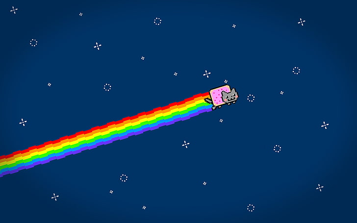 cat, nyan, outer, rainbows, space, HD wallpaper