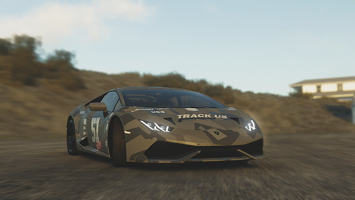 graues Coupé, Lamborghini Huracán LP610-4, The Crew Wild Run, HD-Hintergrundbild