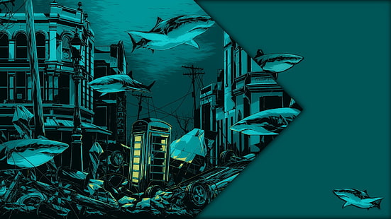 apocalyptique, talent bouffon, requin, sous l'eau, Fond d'écran HD HD wallpaper