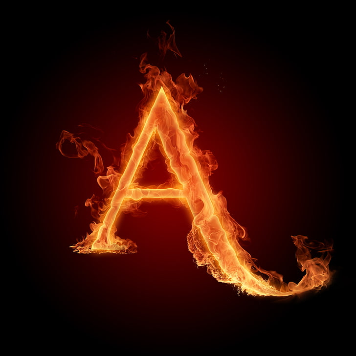 flaming letter a digital wallpaper, fire, flame, Wallpaper, letter, Litera, HD wallpaper