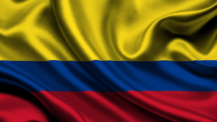 Bandera de colombia, columbia, satén, línea de bandera, tela, Fondo de pantalla HD