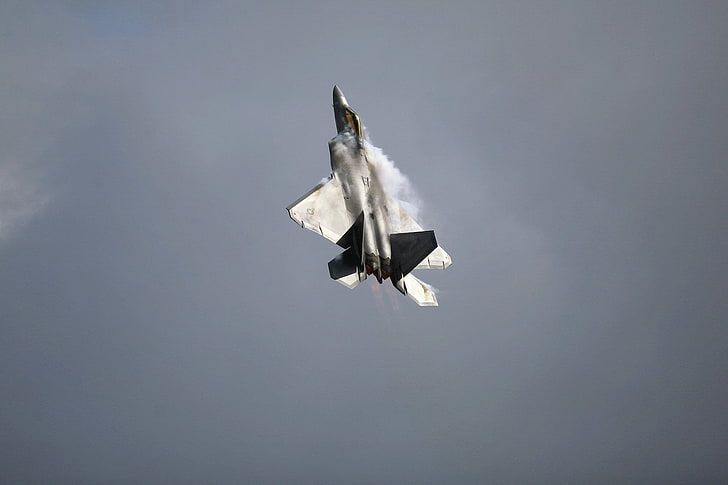 avião de caça cinza, caças a jato, Lockheed Martin F-22 Raptor, USAF, HD papel de parede