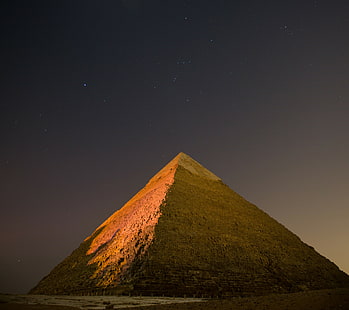 السماء ، مصر ، الليل ، النجوم ، الجيزة ، الطوب ، الهرم ، أهرامات الجيزة، خلفية HD HD wallpaper