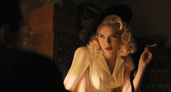donne, film, attrice, sigarette, Scarlett Johansson, Ave, Cesare!, Sfondo HD HD wallpaper