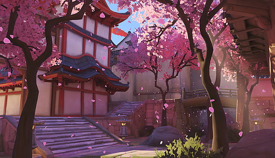 Blizzard Entertainment, Cherry Blossom, Overwatch, videogiochi, Sfondo HD HD wallpaper